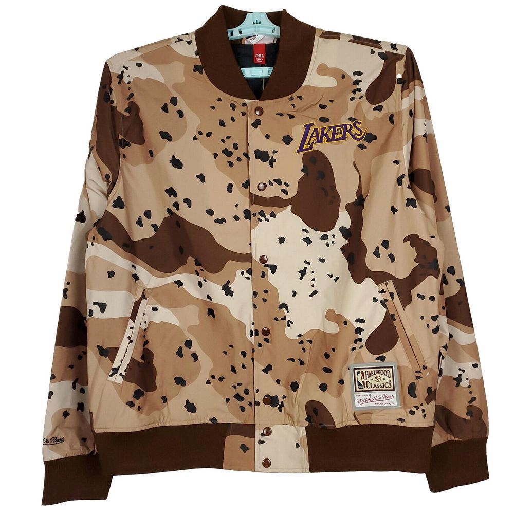 LA Lakers Mitchell & Ness NBA 2XL XXL Jacket Reflective Brown Desert Camo NWT